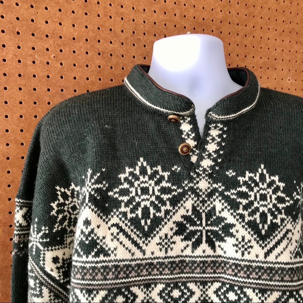 Dale of Norway Mens Green Fair Isle Wool Sweater - Picture 3 of 10